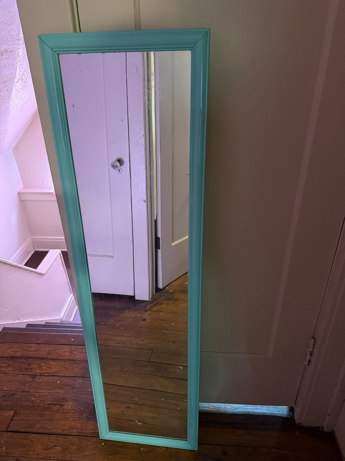 Mint Green Full-Length Mirror with Wood Frame