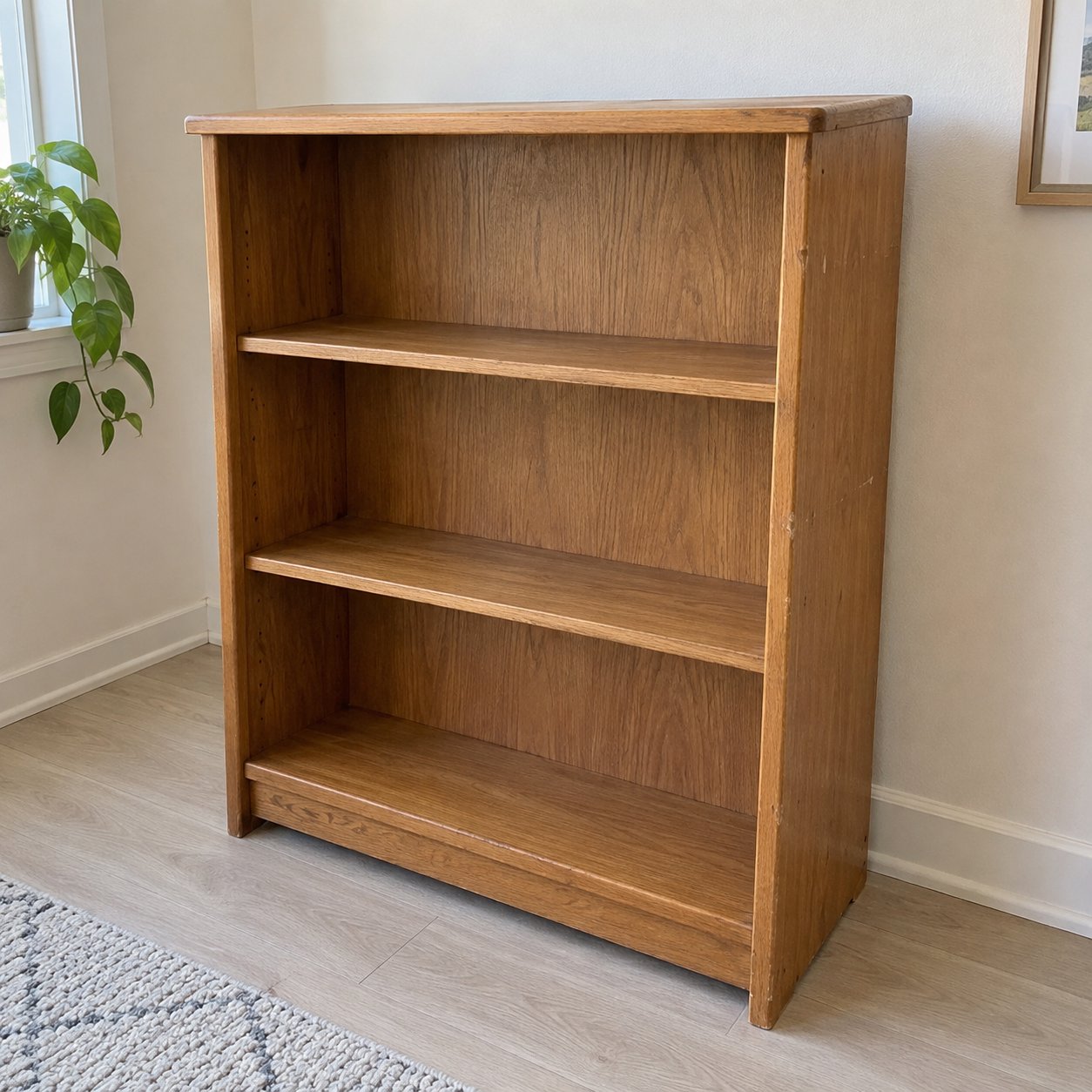 Compact Three-Shelf Wooden Bookshelf