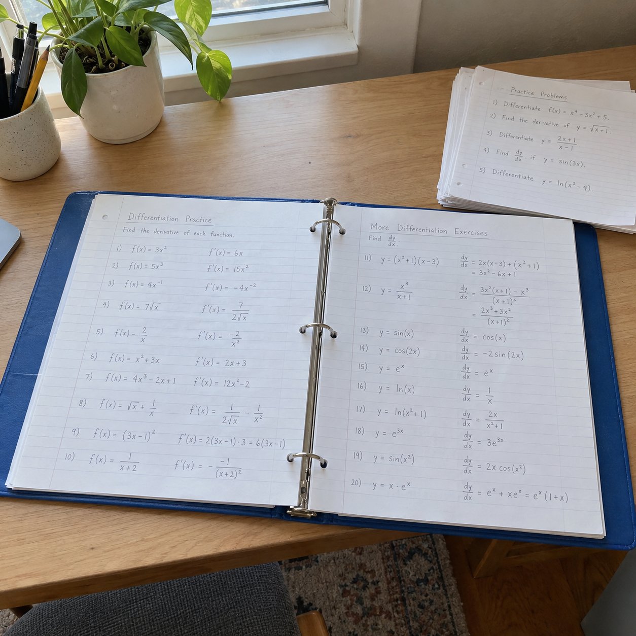 Calculus Study Notes & Practice Binder